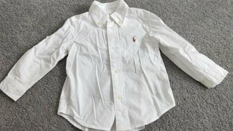 rl baby boy infant white button up long sleeve shirt