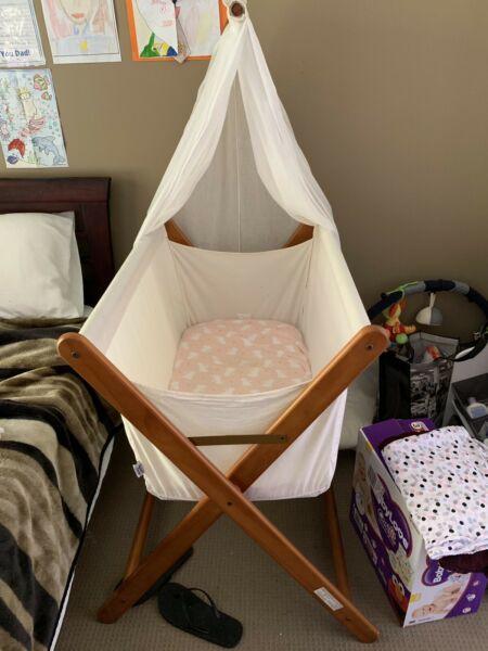 Mothers choice white wooden bassinet