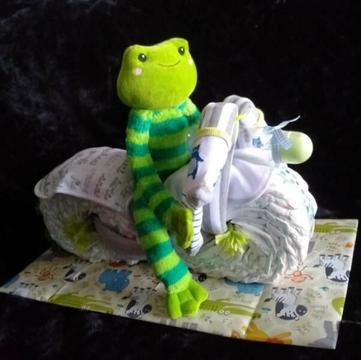 Nappy Cake Green Frog Motorcycle