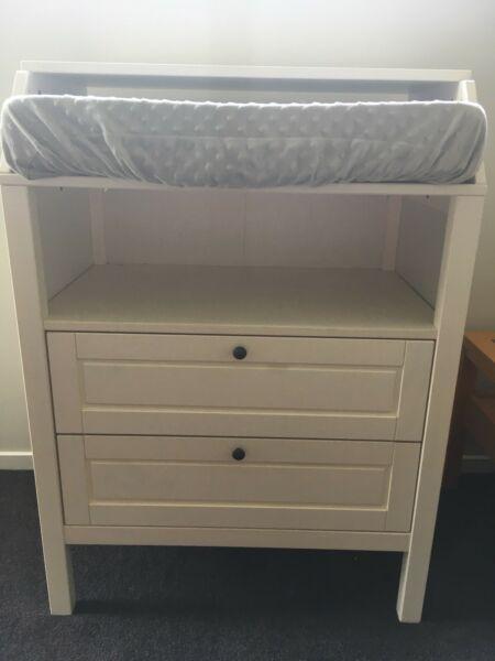 Baby change table with draws