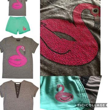 Girls shorts & Tshirt sets with flamingo, Super Soft by Butter
