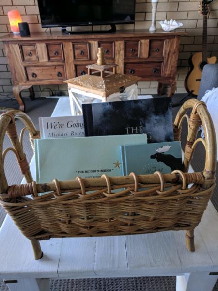 Cane doll bed or book basket