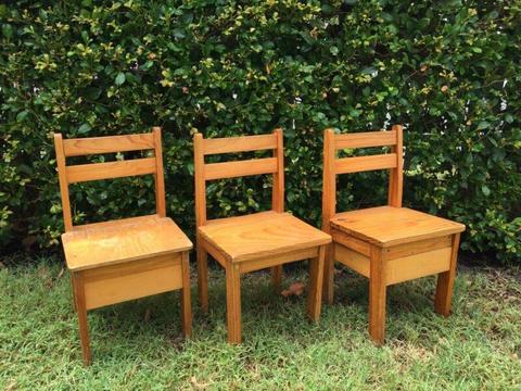 Three Timber Vintage Children's Chairs