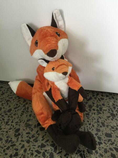 Soft toys Mother and baby foxes
