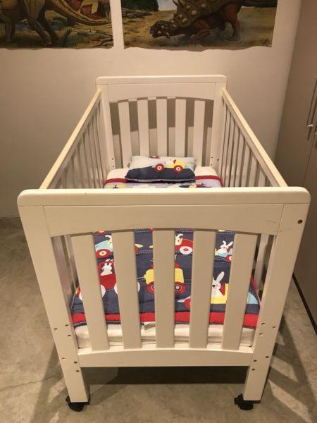 White timber cot