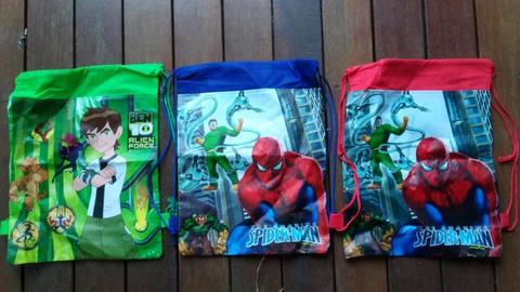 Drawstring Bags Christmas Stocking Wrapping NEW Spiderman Ben 10