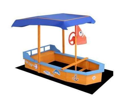 Sandpit Boat Shape Shade Canopy Hours of Outdoor Fun