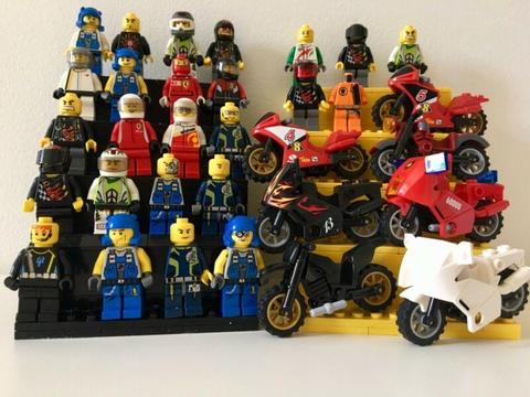 Motorcycle/race car driver mini figs