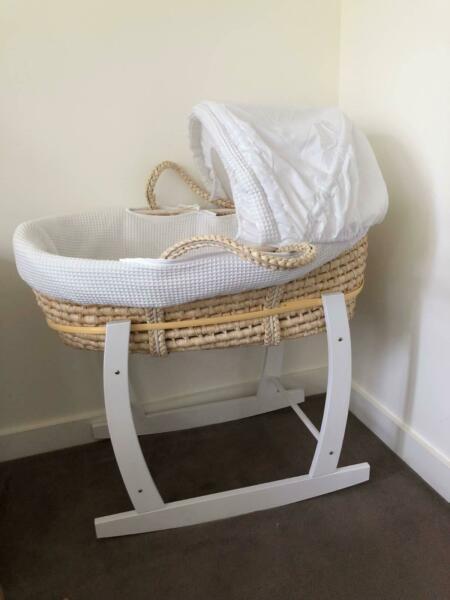 Moses basket and stand (as new)