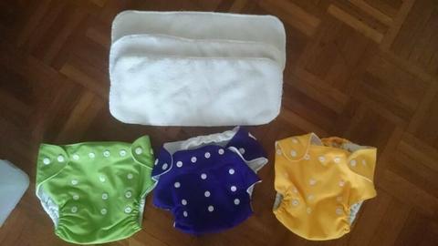 3x Reusable Cloth Nappies 3x inserts