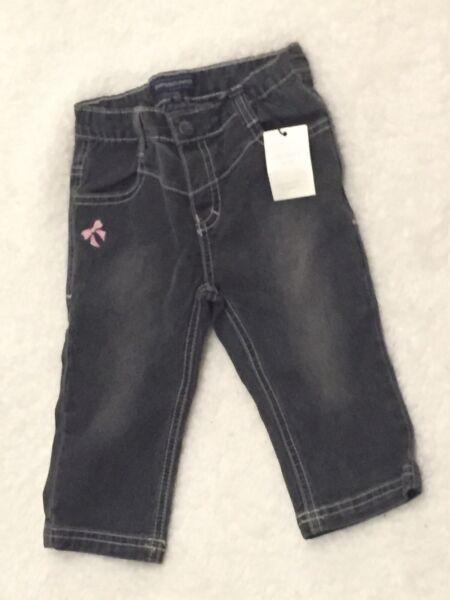Pumpkin Patch black jeans with pink bow embroidery