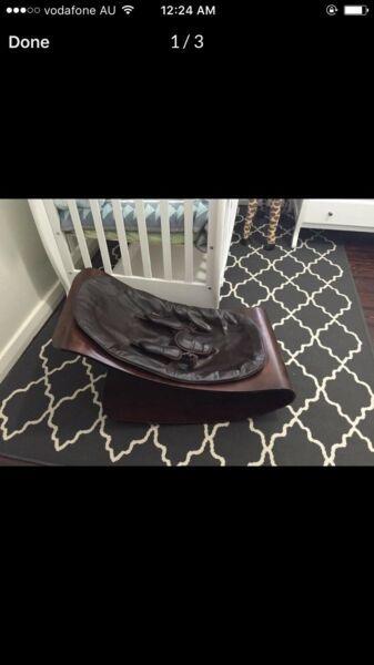 Beautiful Baby Bouncer, leather and solid wood