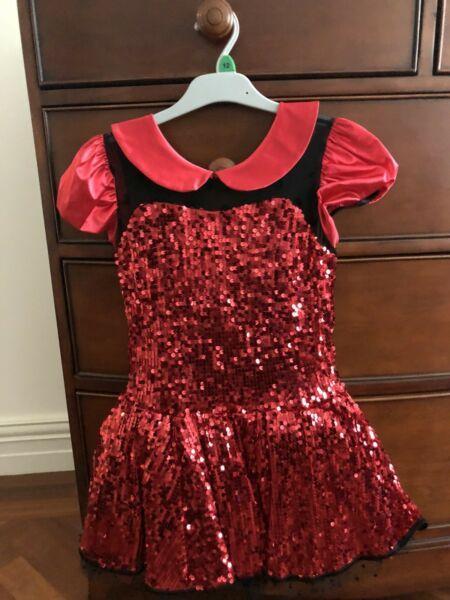 Red and Sequinned Dress Dance Costume