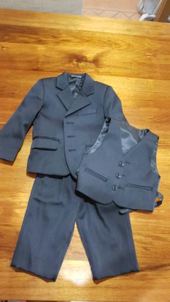 3 Piece Black Pinstriped Suit with Vest