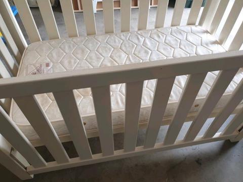 Solid wood cot and mattress