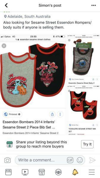 Wanted: Wanted to buy Essendon Sesame Street kids clothes