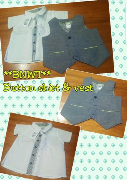 **BNWT** Button shirt, vest & tie -Size 0 (6-12 months) RRP $25