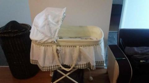 Baby Pram, cot, bassinet and toys