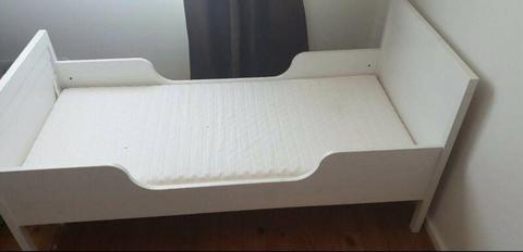 IKEA wooden toddler kids bed plus IKEA mattress - white