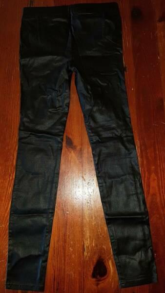 BARDOT GIRLS SIZE 12 BLACK LEATHER LOOK SKINNY PANTS JEANS AS NEW