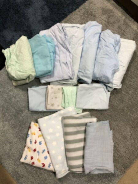 Cot sheets and baby blankets