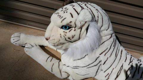 Large white tiger plush toy