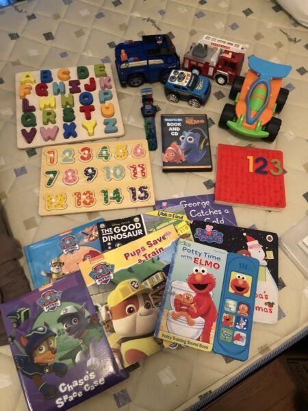 Children's Toy Bundle. Paw Patrol, PJ Masks, Trucks, puzzles, books