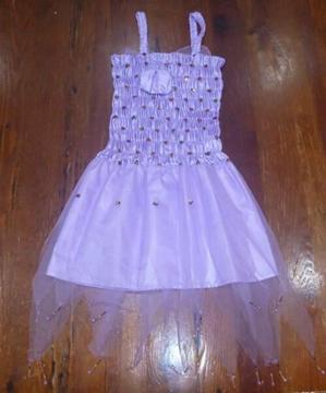 LITTLE GIRLS PURPLE SEQUIN FAIRY DRESS COSTUME SIZE L (SIZE 6-10)