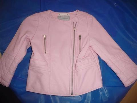 size 2 near new pink leather look jacket
