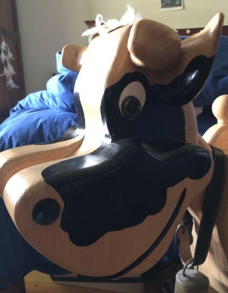 Wooden Rocking Cow - 