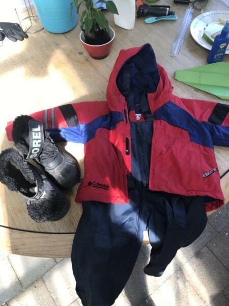 Boys winter waterproof trousers, jacket and boots UK brand