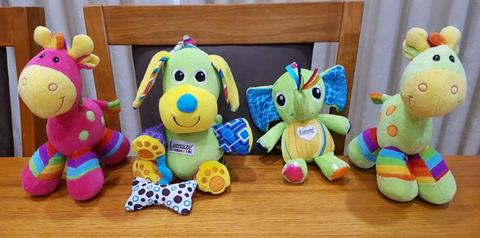 4x Baby soft toy bundle - 2x Lamaze & 2x Giraffes