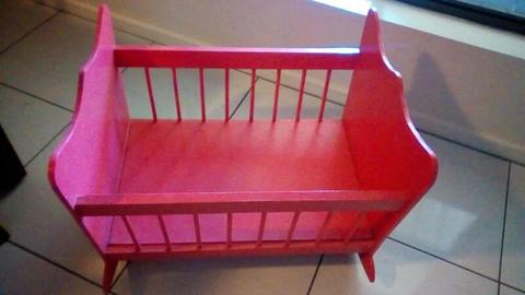 Large Rocking Wooden Handmade Doll Cradle ..... VERY GOOD