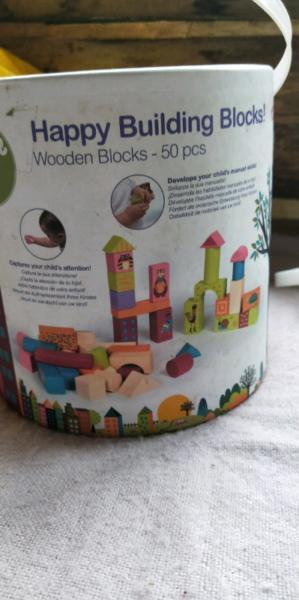 Wooden blocks and characters