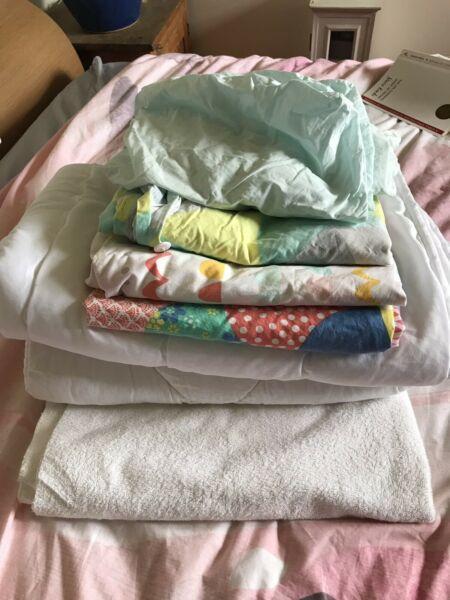Cot doona, cot quilt and quilt cover bedding set