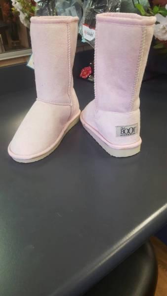 pink childrens suade fleecy lined boot name BOOT