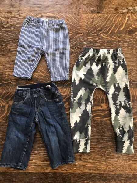 Designer baby jeans & pants - 0-12months - 3pkt