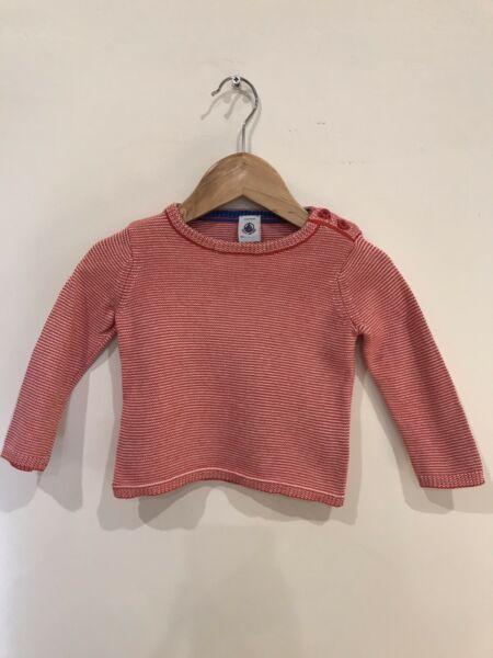 French Designer baby clothes Petit Bateau cotton jumper - 12months