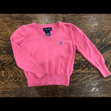 Designer kids clothes pink Ralph Lauren cotton jumper size 2years