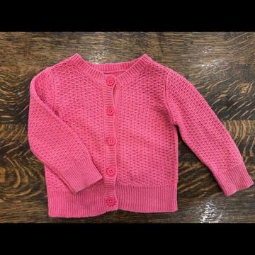 Designer baby clothes - Petit Bateau wool/cotton pink Cardigan