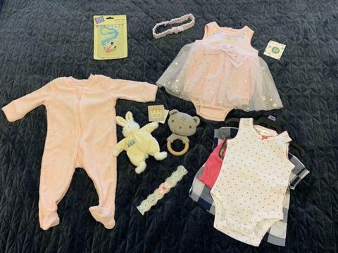 Baby girls 0-3 months clothes & toys