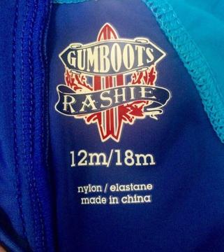 Gumboots brand rashie & blue clogs bundle - like new