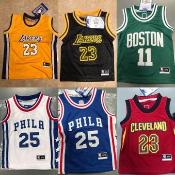 Cute baby size basketball jerseys, Lakers, Celtics, Phila, Cavs etc