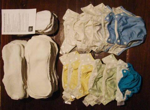 Cloth Nappies Size 1 with Inserts - 0 to 6 months