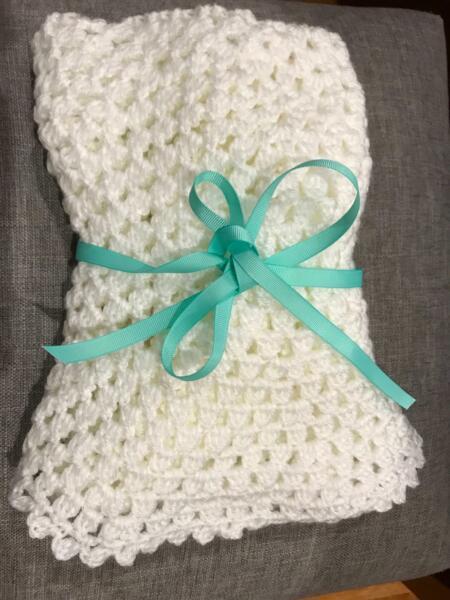 New Hand Made Crochet Baby Blanket, Shawl