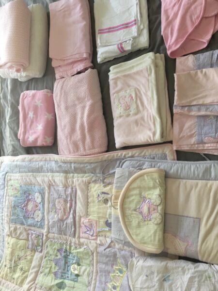 Baby girl cot blanket & sheet sets