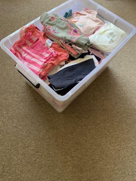 Tub of Baby Girls Clothes