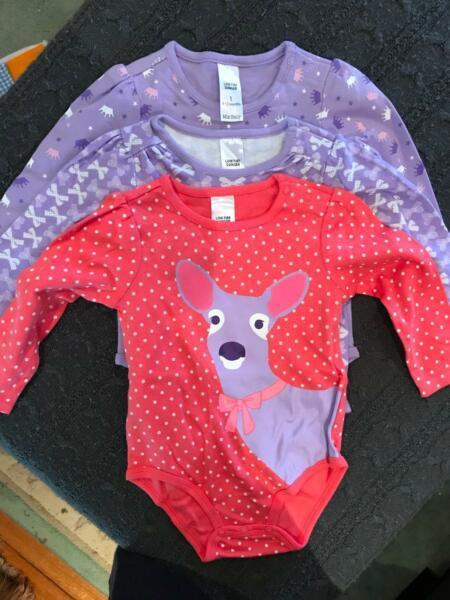 Lot of 3 Size 1 (9-12m) Mix Baby Body Suits (As new, no tags)