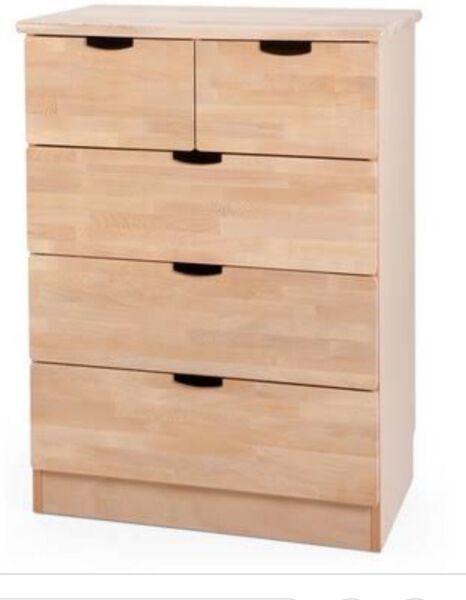 Stokke Natural Tall Boy / 5 drawer baby furniture. Priced to sell