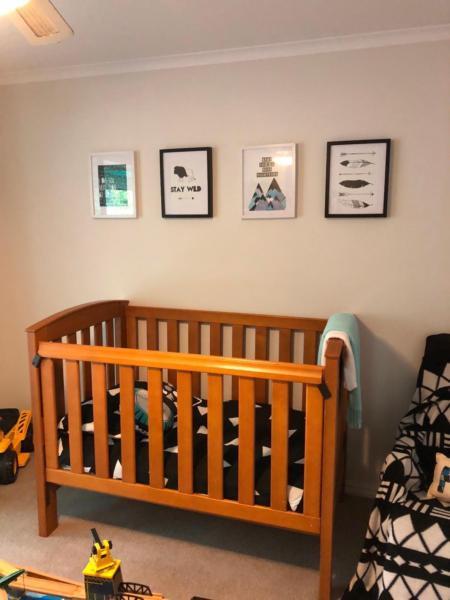 Cot and matching cupboard